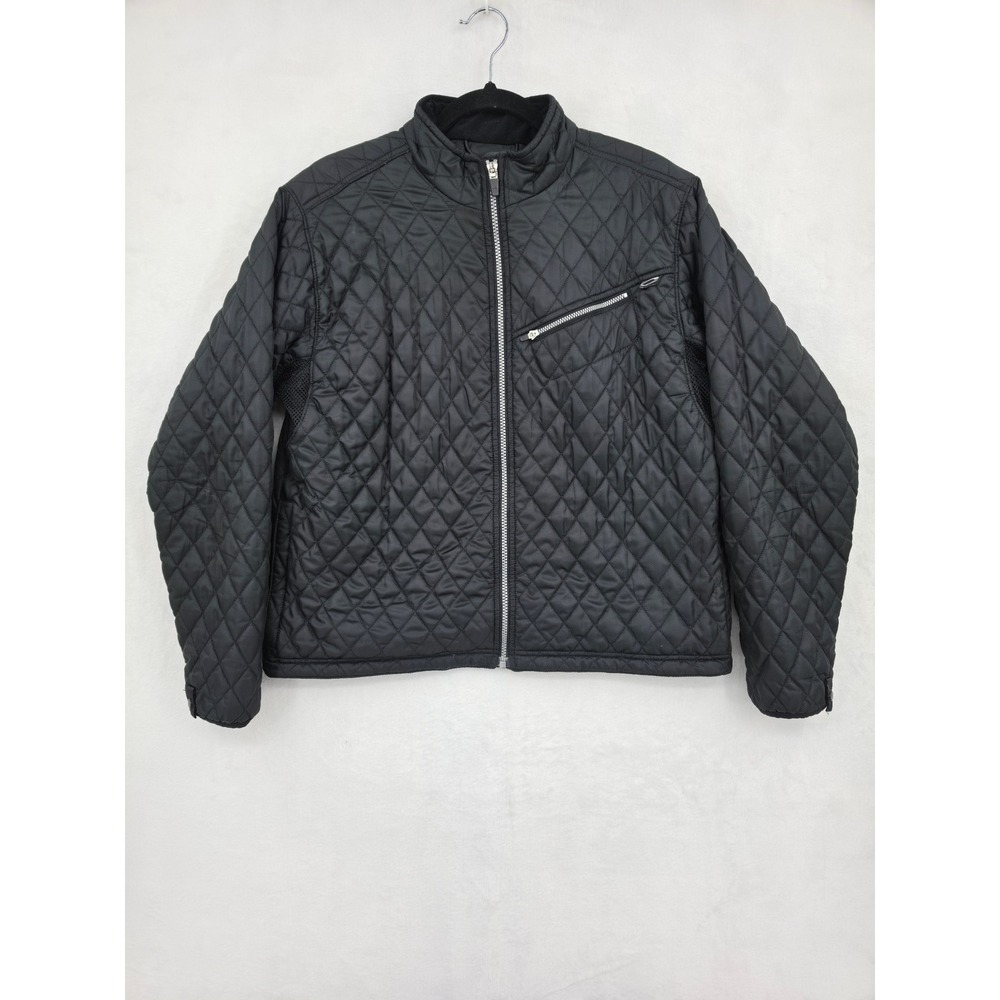 Obermeyer Women Black Quilted Puffer Jacket Full Zip Mesh Vents Size 14 Gorpcore